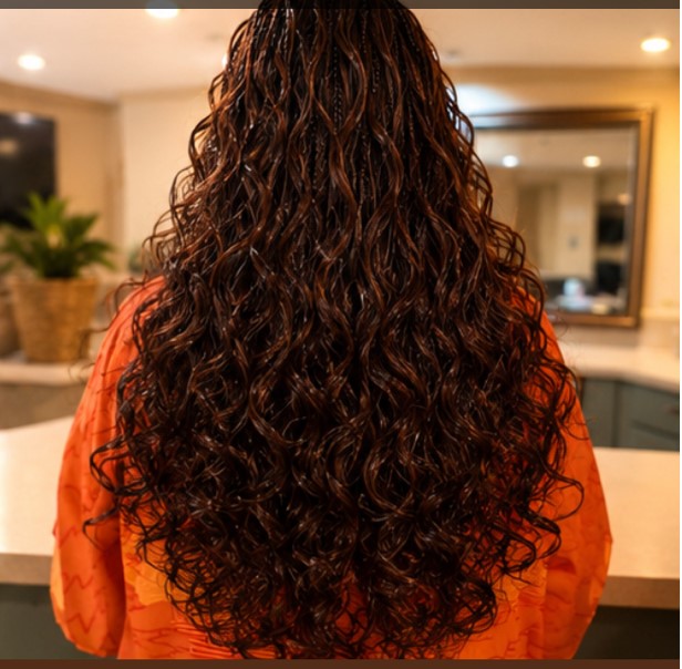 Boho knotless braids with curly ends